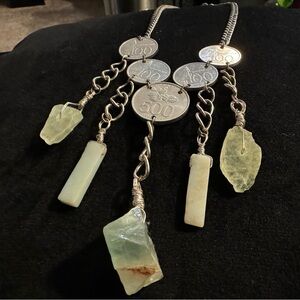 Handmade custom necklace with real crystals and Thai coins.